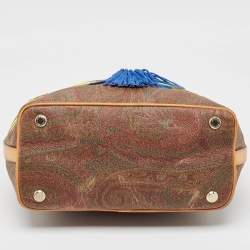 Pre Owned Etro Multicolor Paisley Print Coated Canvas and Leather Tassel Bucket Bag