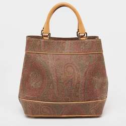 Pre Owned Etro Multicolor Paisley Print Coated Canvas and Leather Tassel Bucket Bag