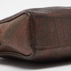 Pre Owned Etro Brown Paisley Print Coated Canvas and Leather Crossbody Bag
