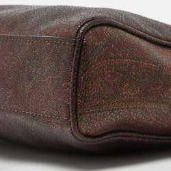 Pre Owned Etro Brown Paisley Print Coated Canvas and Leather Crossbody Bag