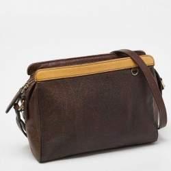Pre Owned Etro Brown Paisley Print Coated Canvas and Leather Crossbody Bag