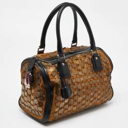 Pre Owned Etro Brown/Black Metal Metal Embellished Duffle Bag