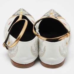 Etro Multicolor Embroidered Leather Ankle Strap Ballet Flats Size 39
