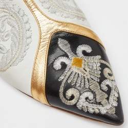 Etro Multicolor Embroidered Leather Ankle Strap Ballet Flats Size 39