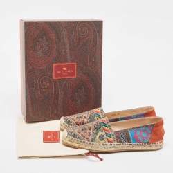 Etro Multicolor Canvas and Suede Espadrilles Flats Size 40