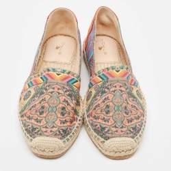 Etro Multicolor Canvas and Suede Espadrilles Flats Size 40