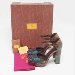 Etro Multicolor Python and Fabric Platform Pumps Size 35.5