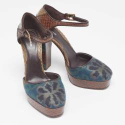 Etro Multicolor Python and Fabric Platform Pumps Size 35.5