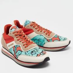 Pre Owned Etro Tricolor Printed Nylon and Leather Low Top Sneakers Size 40