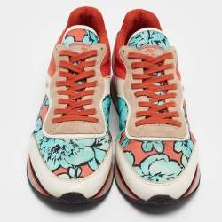 Pre Owned Etro Tricolor Printed Nylon and Leather Low Top Sneakers Size 40