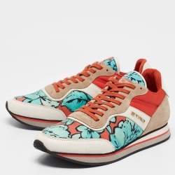 Pre Owned Etro Tricolor Printed Nylon and Leather Low Top Sneakers Size 40