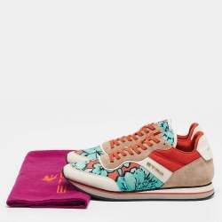 Pre Owned Etro Tricolor Printed Nylon and Leather Low Top Sneakers Size 40