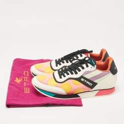 Etro Multicolor Leather and Satin Lace Up Sneakers Size 41
