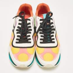 Etro Multicolor Leather and Satin Lace Up Sneakers Size 41