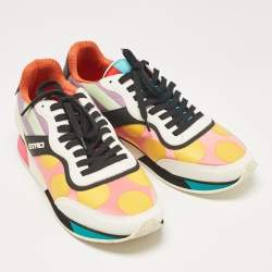 Etro Multicolor Leather and Satin Lace Up Sneakers Size 41