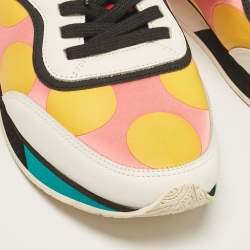 Etro Multicolor Leather and Satin Lace Up Sneakers Size 41