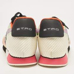 Etro Multicolor Leather and Satin Lace Up Sneakers Size 41