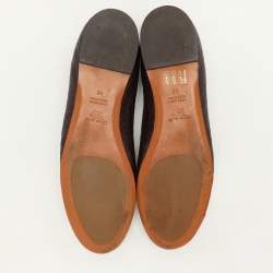 Etro Brown Embossed Leather Embellished Cap Toe Ballet Flats Size 40