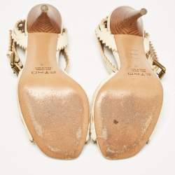 Etro  Cream Leather Cutout Ankle Strap Sandals Size 38