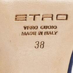 Etro Blue/Green Satin Zip Embellished Block Heel Pumps Size 38