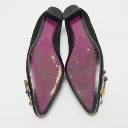 Etro Black/Purple Suede and Satin Crystal Embellished Ballet Flats Size 36