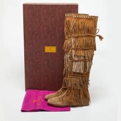 Pre Owned Etro Brown Suede Glastonbury Over The Knee Boots Size 36.5
