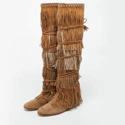 Pre Owned Etro Brown Suede Glastonbury Over The Knee Boots Size 36.5