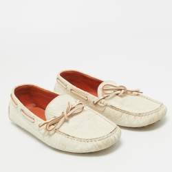 Pre Owned Etro White Leather Slip On Loafers Size 38.5