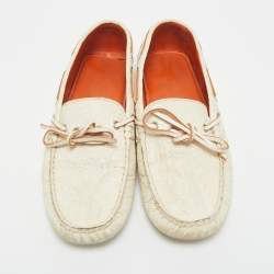 Pre Owned Etro White Leather Slip On Loafers Size 38.5