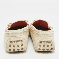 Pre Owned Etro White Leather Slip On Loafers Size 38.5