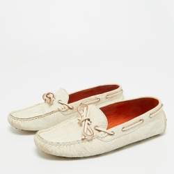 Pre Owned Etro White Leather Slip On Loafers Size 38.5