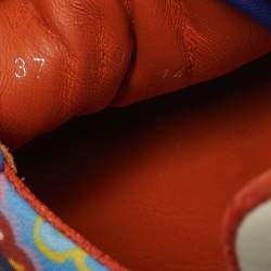 Pre Owned Etro Multicolor Paisley Print Nylon and Leather Low Top Sneakers Size 37