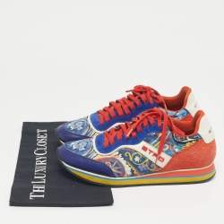 Pre Owned Etro Multicolor Paisley Print Nylon and Leather Low Top Sneakers Size 37