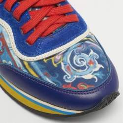 Pre Owned Etro Multicolor Paisley Print Nylon and Leather Low Top Sneakers Size 37