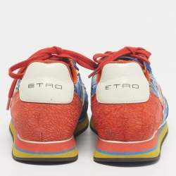 Pre Owned Etro Multicolor Paisley Print Nylon and Leather Low Top Sneakers Size 37