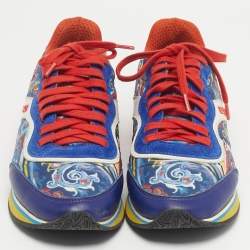 Pre Owned Etro Multicolor Paisley Print Nylon and Leather Low Top Sneakers Size 37