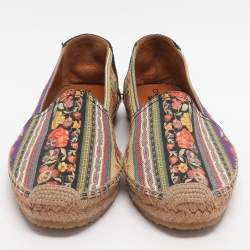 مملوكة مسبقًا Etro Size 40 Multicolor Printed Canvas and Suede Espadrille Flats