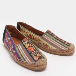 مملوكة مسبقًا Etro Size 40 Multicolor Printed Canvas and Suede Espadrille Flats