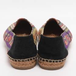 مملوكة مسبقًا Etro Size 40 Multicolor Printed Canvas and Suede Espadrille Flats
