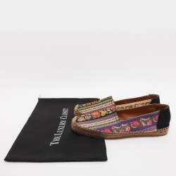 مملوكة مسبقًا Etro Size 40 Multicolor Printed Canvas and Suede Espadrille Flats