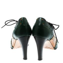 Pre Owned Etro Tricolor Leather Brogue Oxford Ankle Booties Size 38