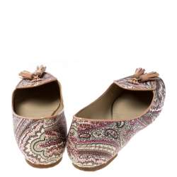 Etro Multicolor Printed Coated Canvas Tassel Ballet Flats Size 36