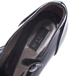 Pre Owned Etro Blue Patent Leather And Leather Mary Jane Pumps Size 37.5