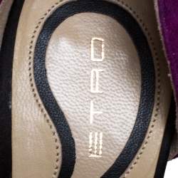 Etro Black/Purple Patent And Suede Chain Embellished Ankle Strap Sandals Size 36
