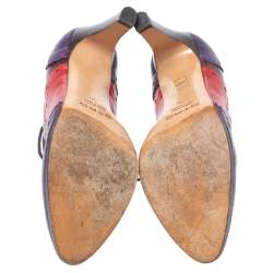 Etro Tricolor Leather Brogue Oxford Ankle Booties Size 36