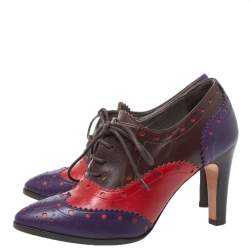 Etro Tricolor Leather Brogue Oxford Ankle Booties Size 36