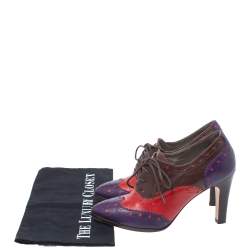 Etro Tricolor Leather Brogue Oxford Ankle Booties Size 36