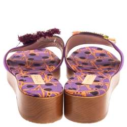 Etro Purple Suede Embellished Open Toe Slide Sandals Size 39