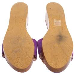 Etro Purple Suede Embellished Open Toe Slide Sandals Size 39