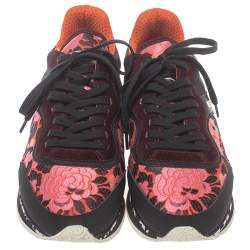 Pre Owned Etro Multicolor Jacquard And Suede Sneakers Size 40